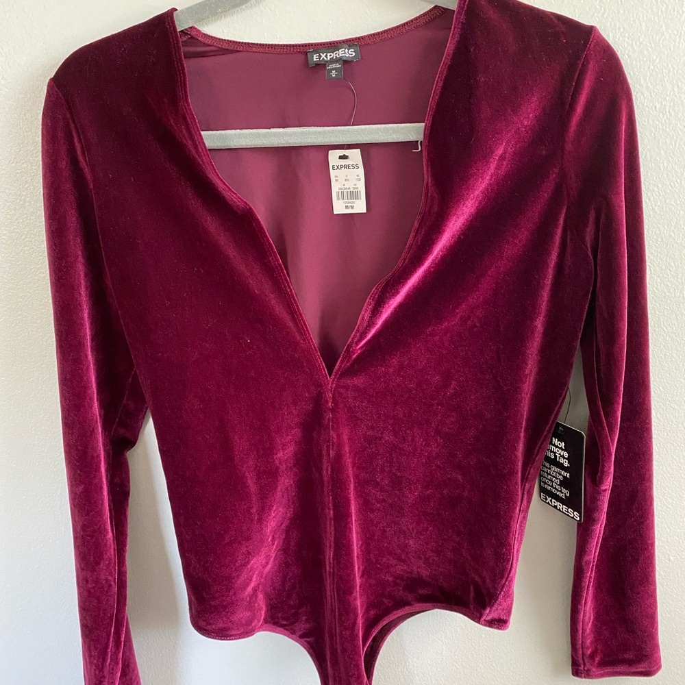 Express velvet thong bodysuit